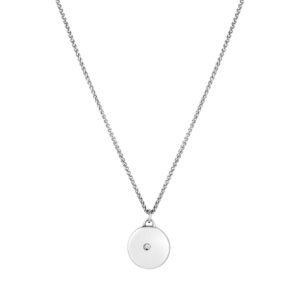 18 Chain White Gold Pendant with small Diamond Necklace1