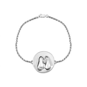 White Gold 7" Chain bracelet with Doves Pendant