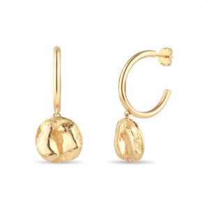 Royal Gold Open--Hoops Earrings with Doves Dingles
